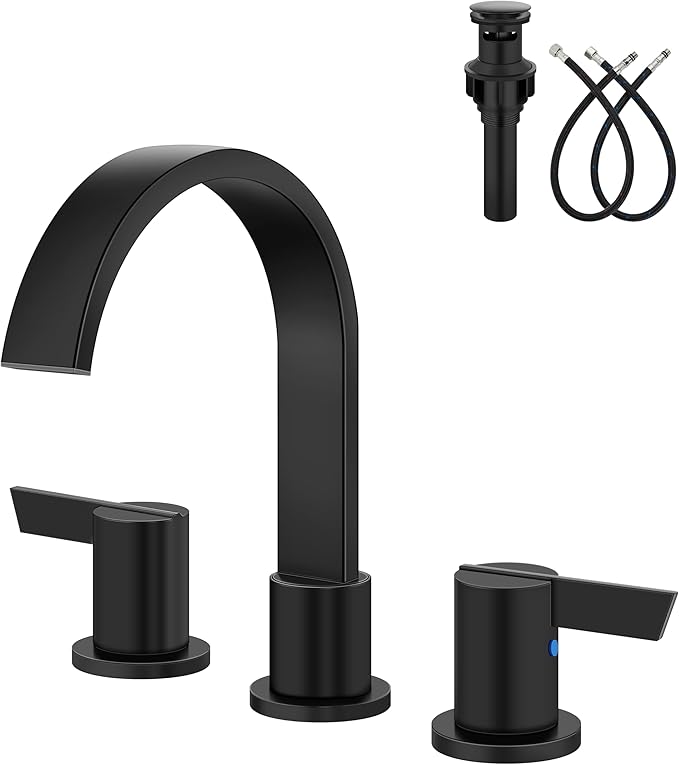 Aolemi Bathroom Faucets 3 Hole, 8 Inch Widespread Waterfall Bathroom Sink Faucet by Aolemi