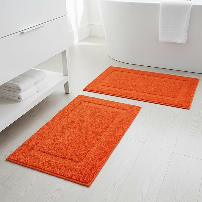 SHACOS Orange Fall Bathroom Rugs Sets 2 Piece 20x32 + 16x24 inch, Non Slip Bath - Image 7
