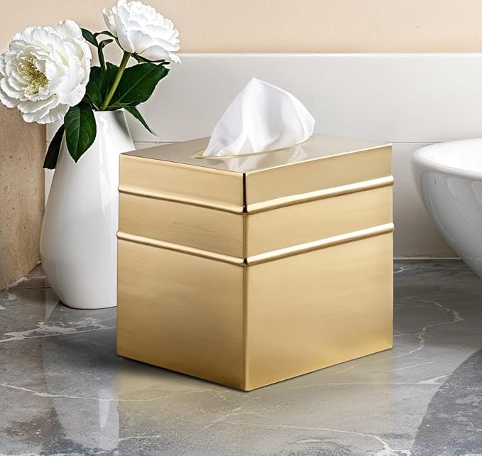 Monarch Abode Tissue Box Cover Square – Handcrafted Border Embossed Brushed - Image 5