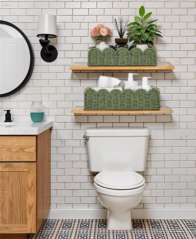 CubesLand Toilet Paper Storage Basket, Scalloped Edge Shelves Basket - Image 2