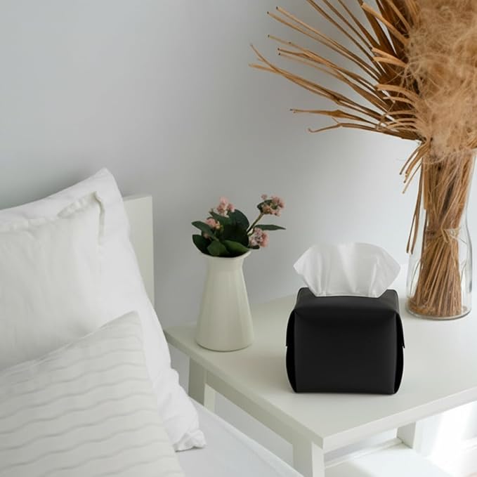 Tissue Box Cover Square, Leather Tissue Holder Organizer - Image 5