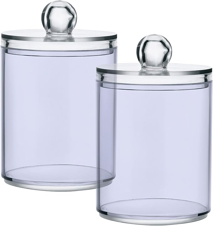 Lavender Qtip Holder Organizer Dispenser Cotton Swabs Cans Plastic Jars - Image 2
