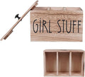 3 Compartments Pad and Tampon Organizer, Wooden Menstrual Care Storage Box by Unknown