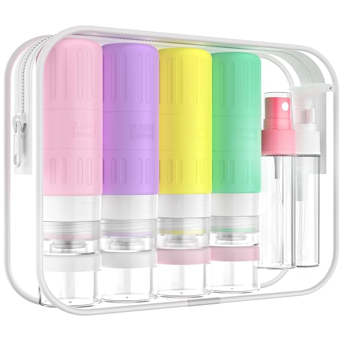 GLAMFIELDS Travel Bottles for Toiletries, TSA Approved 3.3oz Size LeakProof by GLAMFIELDS