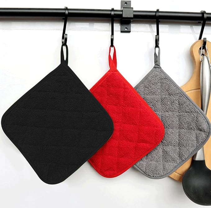 meioro 4-Pack Pot Holders for Kitchen High Heat Resistant Potholder, 100% - Image 5
