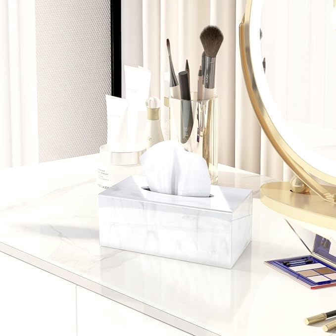 SILUT Tissue Box Cover Rectangle, Marble Texture Tissue Box Holder, Decorative - Image 6