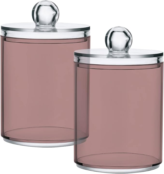 Rosy Brown Qtip Holder Organizer Dispenser Cotton Swabs Cans Plastic Jars - Image 2