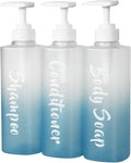 Shampoo and Conditioner Dispenser Set of 3, 17oz Shower Soap Bottles by AUMIO