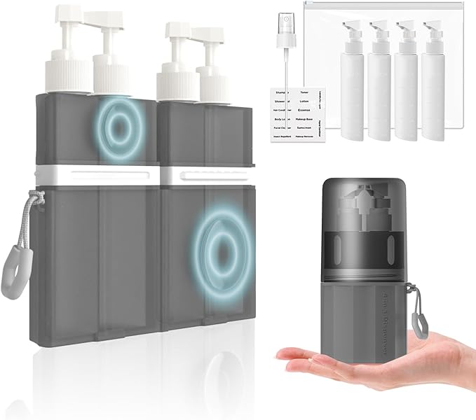 4 in 1 Travel Dispenser Bottle, TSA Approved Refillable Shampoo and Conditioner - Image 2