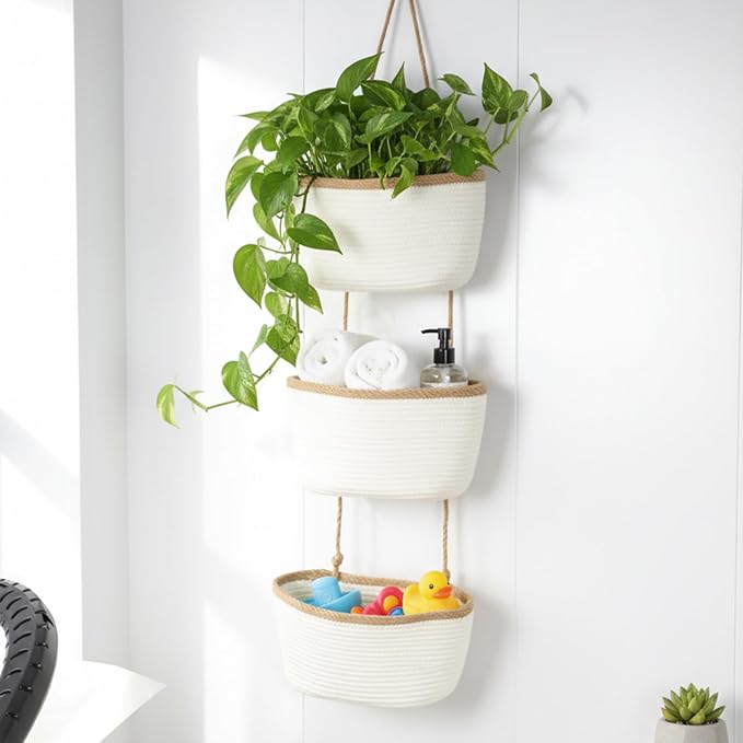TeoKJ 3-Tier Wall hanging Storage Bags, Over the Door Organizer, Decorative - Image 6
