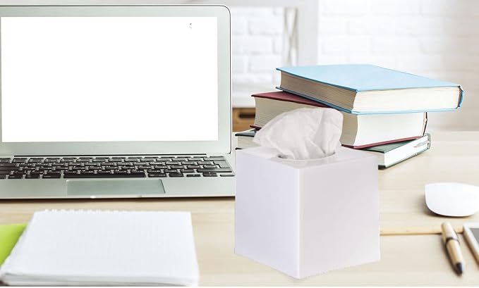 2 Pack White Tissue Box Cover – Square Tissue Box Holder - Image 8