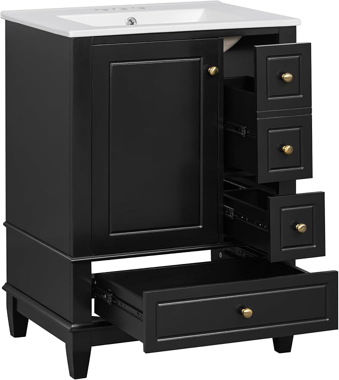24" Bathroom Vanity with Sink, Harper & Bright Designs Free Standing Single - Image 9