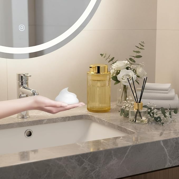 Foaming Soap Dispenser, 12 Oz Amber Glass Foam Hand Soap Dispenser, Refillable - Image 9
