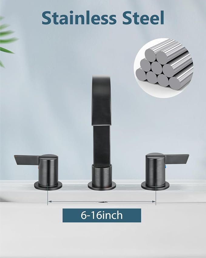 Aolemi Bathroom Faucets 3 Hole, 8 Inch Widespread Waterfall Bathroom Sink Faucet - Image 3