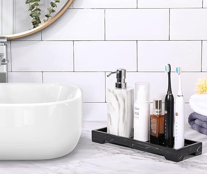 Luxspire Resin Vanity Tray, Bathroom Tray Toilet Tank Storage Tray, 11 x 4 inch - Image 6