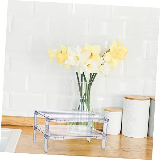 2pcs stacking shelf freezer rack Kitchen Storage Rack foldable cabinet shelf - Image 4