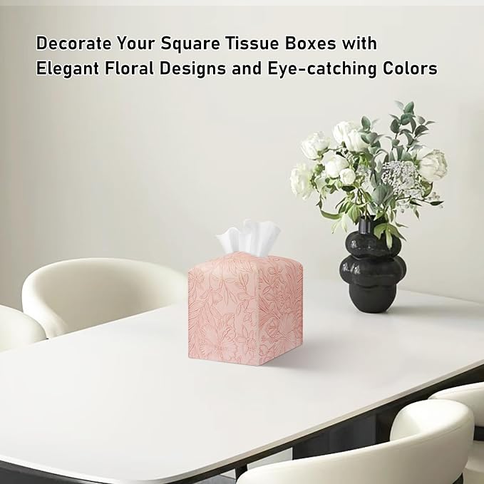 Tissue Box Holder Cover Square Tissue Cube Cover PU Leather Tissue Organizer - Image 2