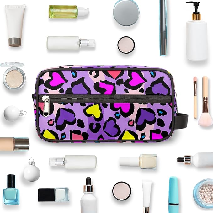 Heart Shape Leopard Skin Print Kids Toiletry Bag - Image 5