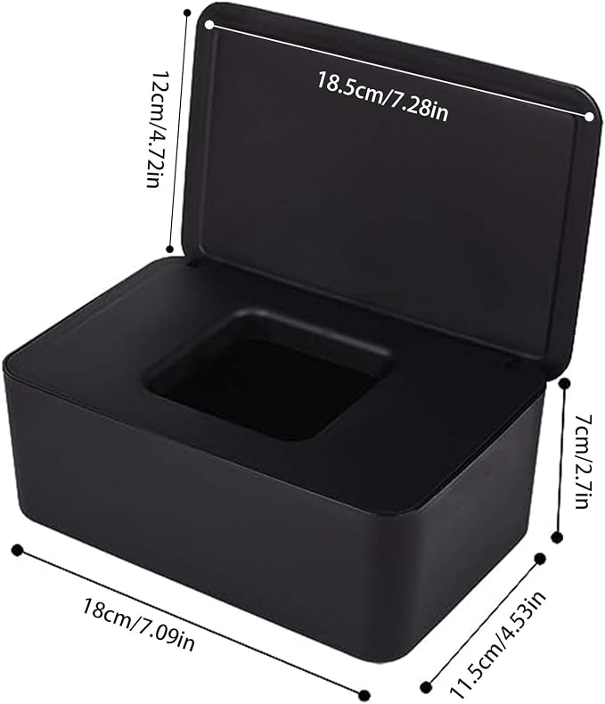 Cuayaes Black Tissue Box Cover, Refillable Baby Wipes Dispenser - Image 2