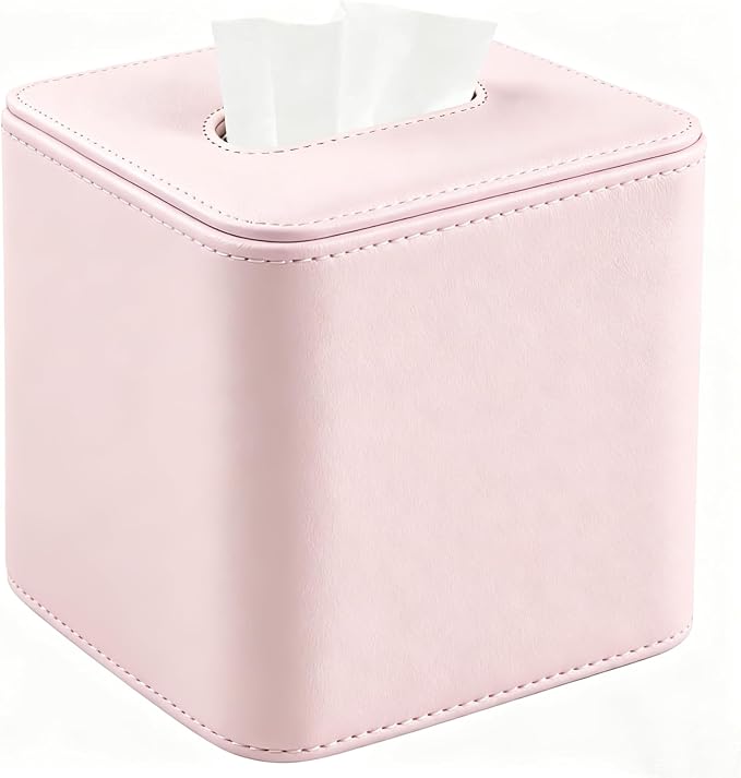 Tissue Box Holder Square PU Leather Stylish Facial Tissue Box by TNIIFXC