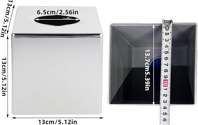 ABS Plastic Square Tissue Box Cover Facial Tissue Holder Silver Square Holder - Image 2