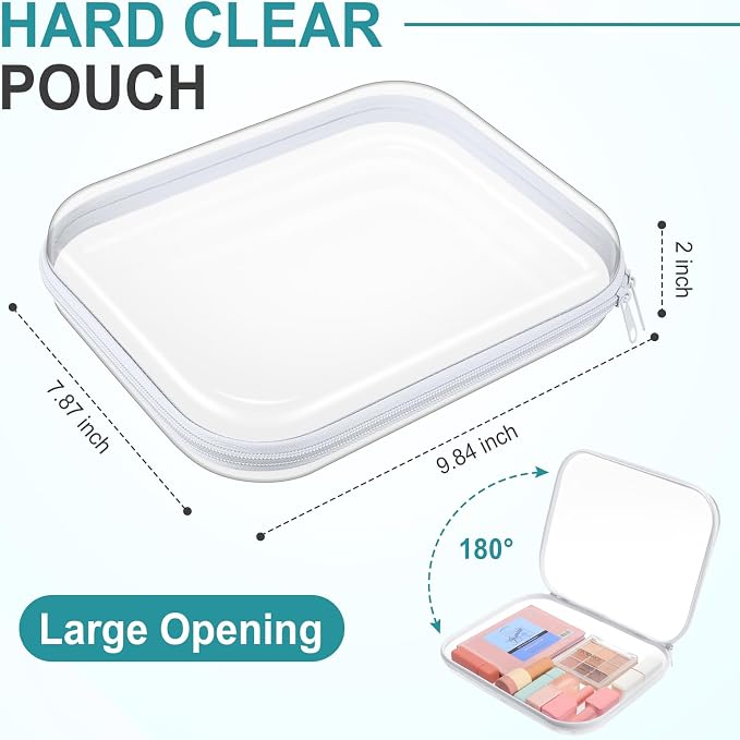 Sanwuta 10 Pcs Hard Zipper Case Clear Hard Pouches Plastic Zipper Pencil Box - Image 2