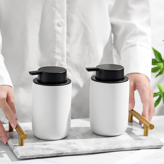 Hand Soap Dispenser for Bathroom Decro, Ceramic Liquid Pump Bottles Refillable - Image 2