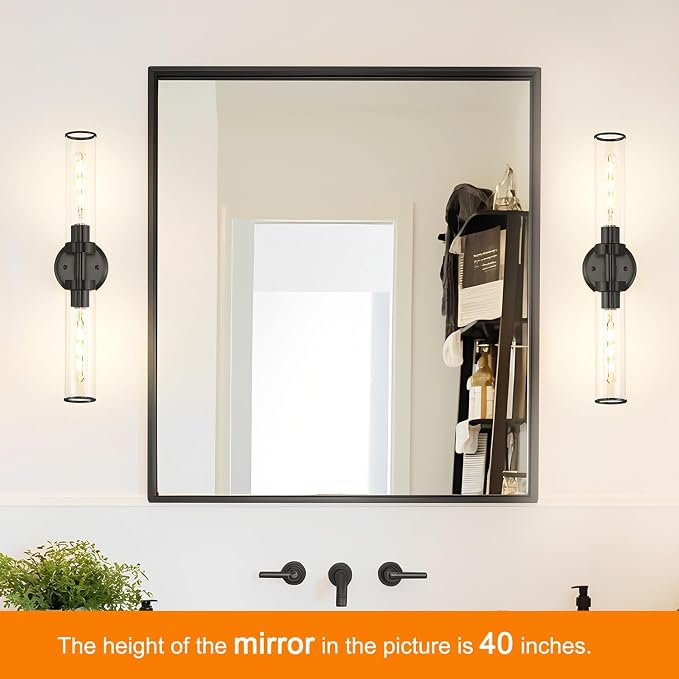 Matte Black Wall Sconces Set of 2, Modern Bathroom Vanity Lights - Image 2