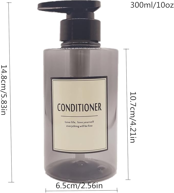 300ml Travel Shampoo Bottles Refillable, Empty Pump Plastic Dispensers 10 oz - Image 2