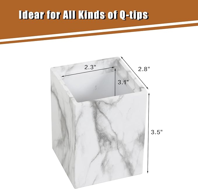 Jung Ford 2-Pack Marble Pattern Cotton Swab Holders - Image 2