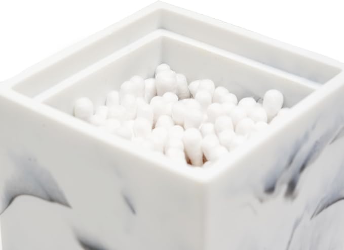 Qtip Holder with Lid, Bathroom Resin qtip holder dispenser, Cotton Swab - Image 5