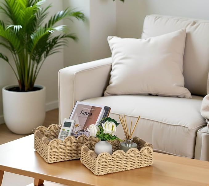 CubesLand Toilet Paper Storage Organizer Basket, Scalloped Decorative Baskets - Image 3