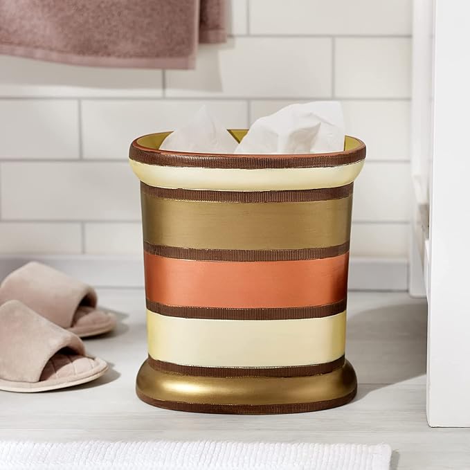 Zahari Home 2pc Contempo Luxury Bath Accessories Set Waste Basket & Tissue Box - Image 3