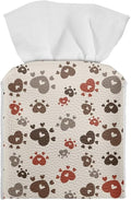 Brown Dog Paws Tissue Box Cover Holder Stylish PU Leather Square Tissue Box by Pzuqiu