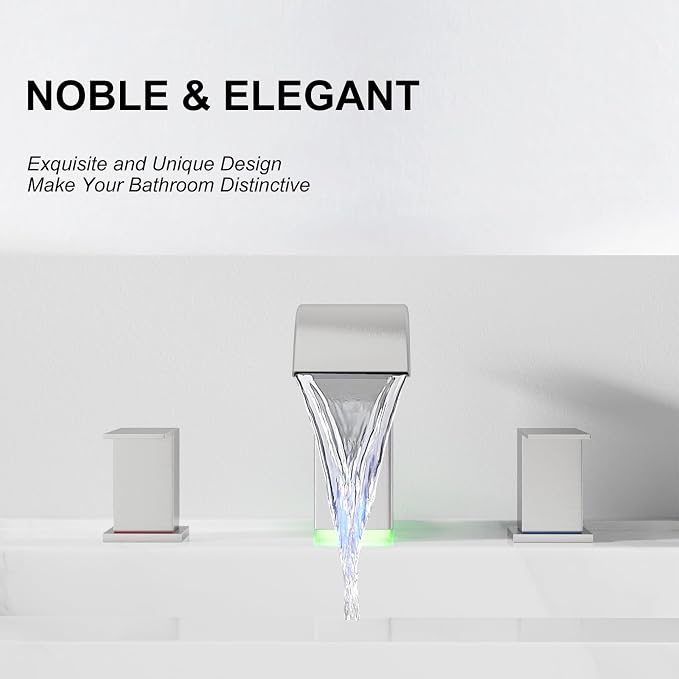 RUMOSE LED Bathroom Faucets Set Brushed Nickel 8 inch Bathroom Sink Faucet 3 - Image 7