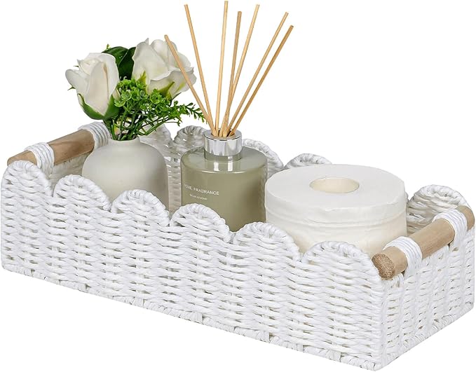 CubesLand Scalloped Edge Toilet Paper Storage Basket, Living Room Home Cozy by CubesLand