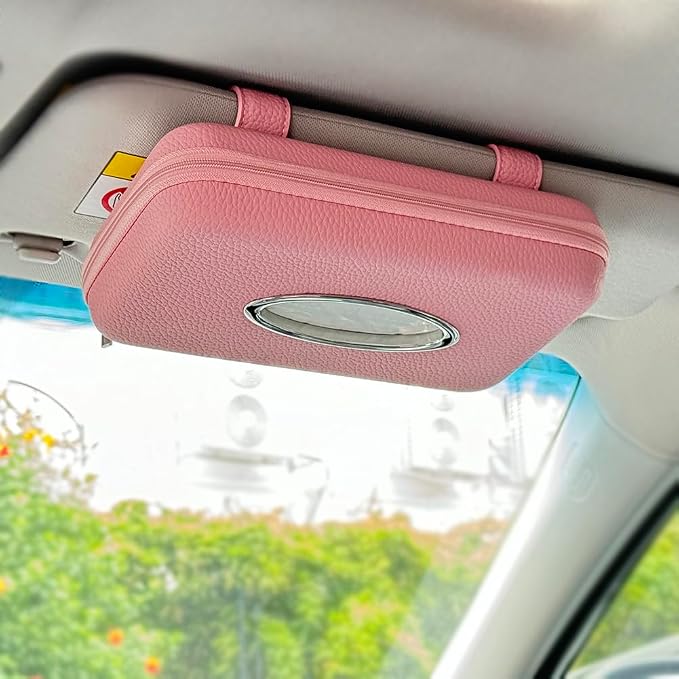 Sun Visor Tissue Holder, Zipper Napkin Holder, PU Leather Backseat Tissue Case by Cartisen