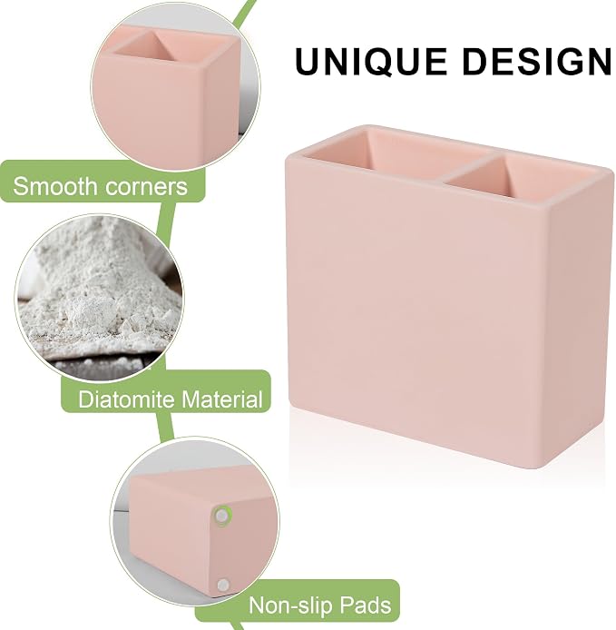 Diatomite Toothbrush Holder 2 Slots Tooth Brush Holder - Image 4