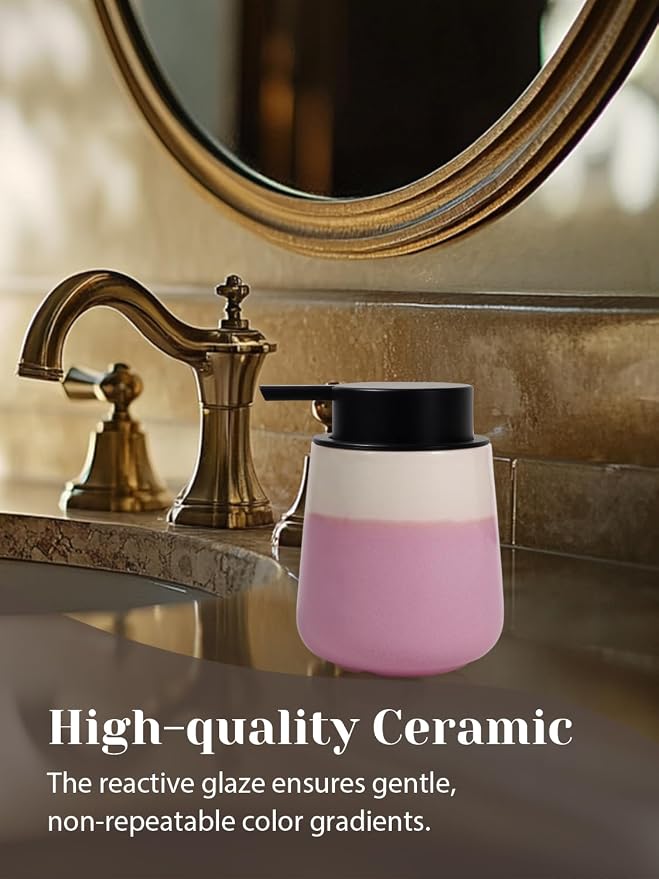 INGOFIN Ceramic Hand Soap Dispenser - 12 oz Liquid Lotion Dispenser Bathroom - Image 6