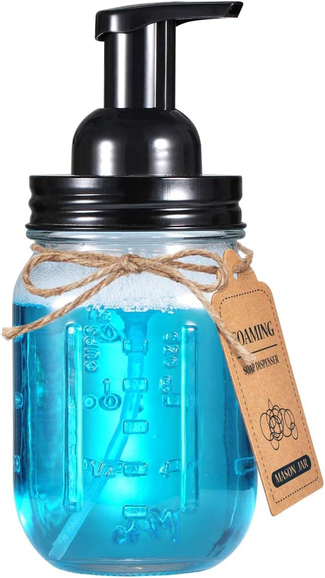 Amolliar Mason Jar Foaming Soap Dispenser, Plastic Pump Rustproof Stainless - Image 2