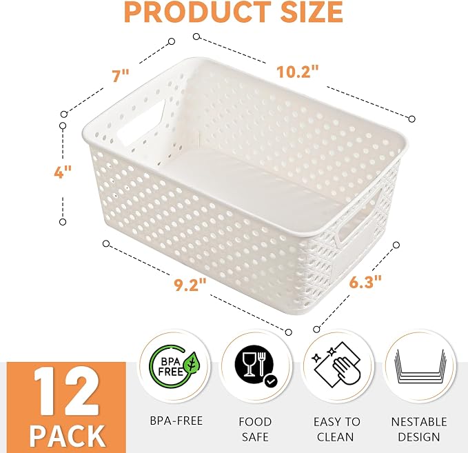 12 Pack Plastic Storage Baskets - Image 3