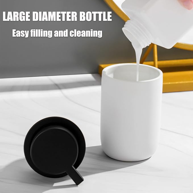 Hand Soap Dispenser for Bathroom Decro, Ceramic Liquid Pump Bottles Refillable - Image 5