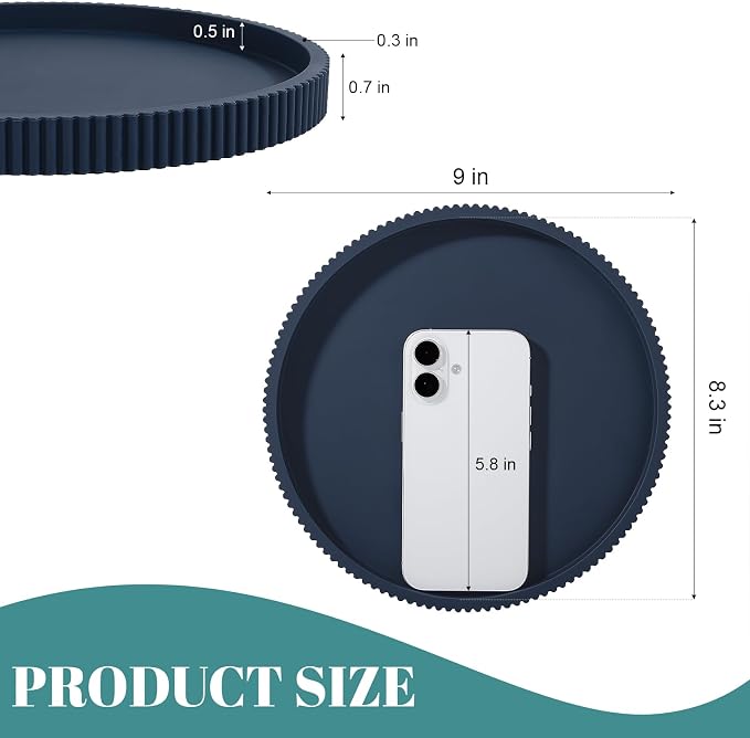 Silicone Bathroom Tray Round Kitchen Counter Organizer Decorative Vanity - Image 6