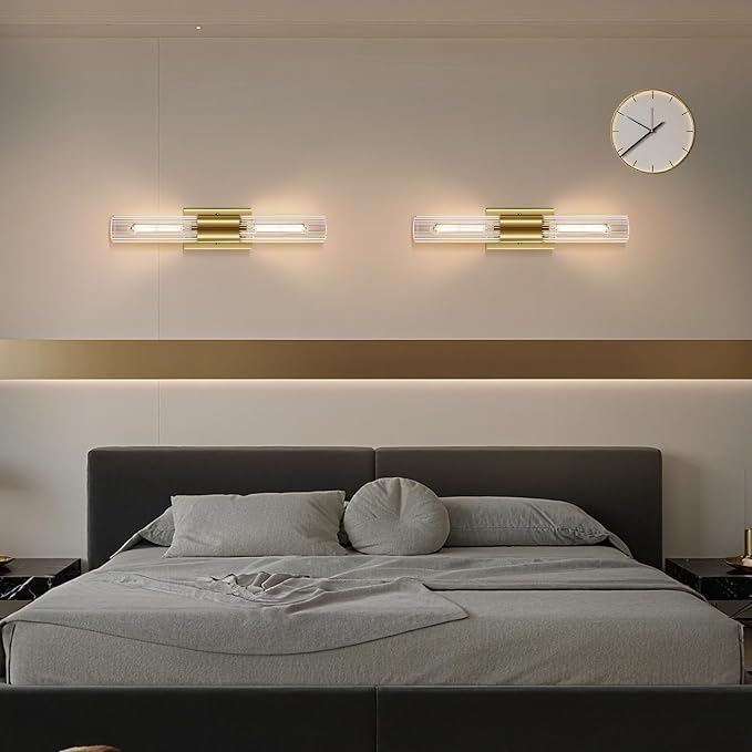 21" Gold Bathroom Sconces Set of 2, Modern Wall Sconces Set of Two - Image 8