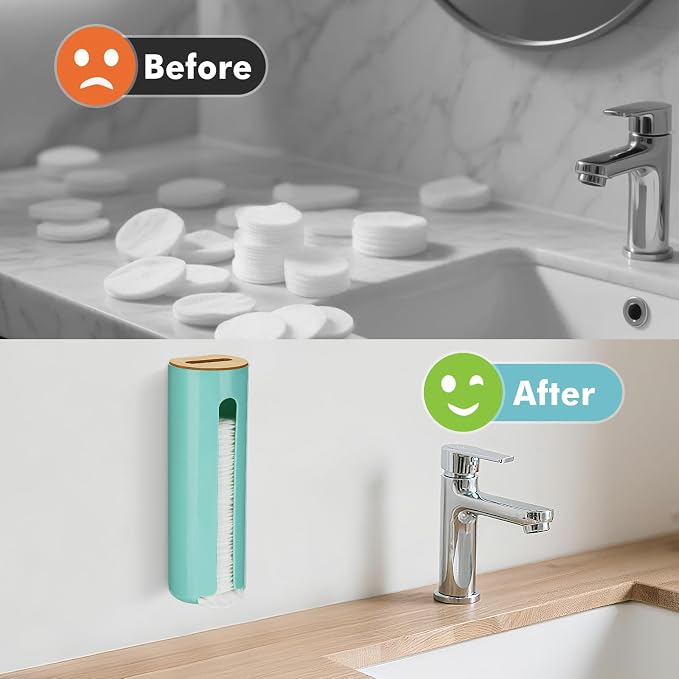 Cotton Pad Holder, Wall Mounted Cotton Rounds Holder Dispenser Face Pad Holder - Image 4