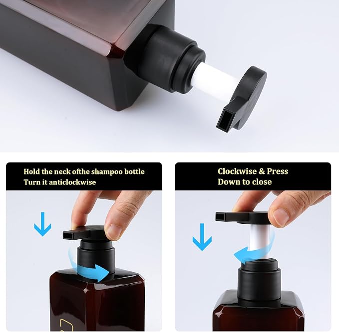 Shampoo and Conditioner Dispenser Shower Soap Bottles 3 Pack 550ml/18.6oz - Image 3