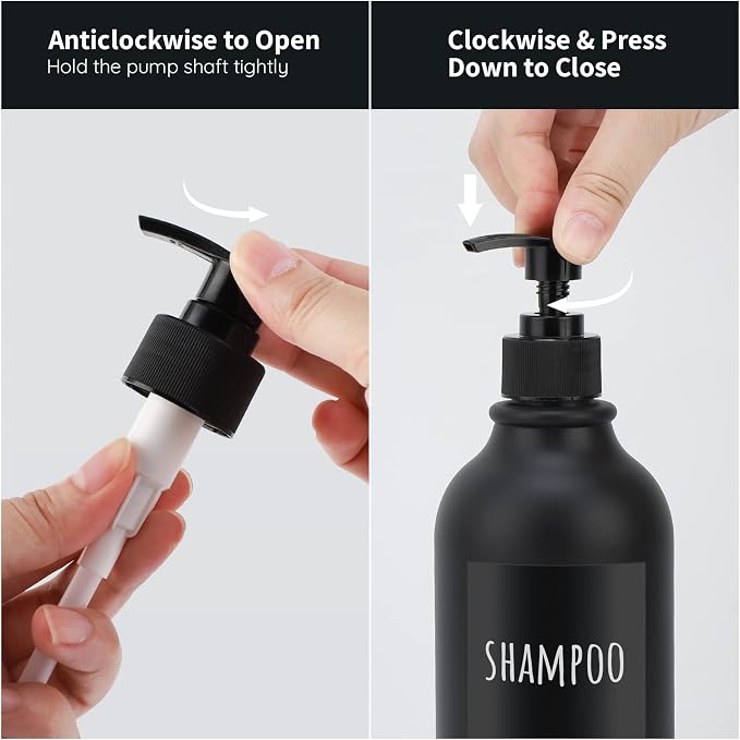 Segbeauty Matte Black Shampoo Dispenser, 500ml Plastic Press Lotion Dispenser - Image 3