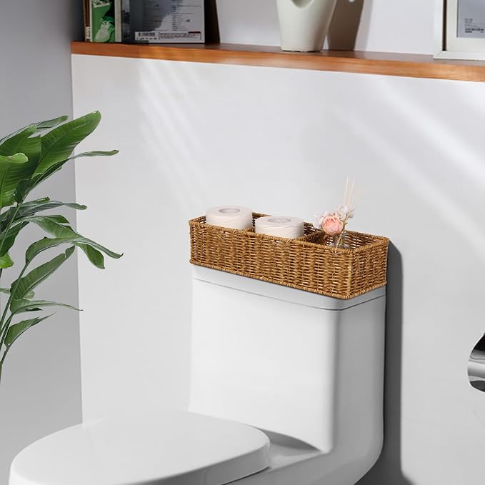 Wicker Toilet Paper Basket: 3 Water-resistant Compartments Organizer - Image 5