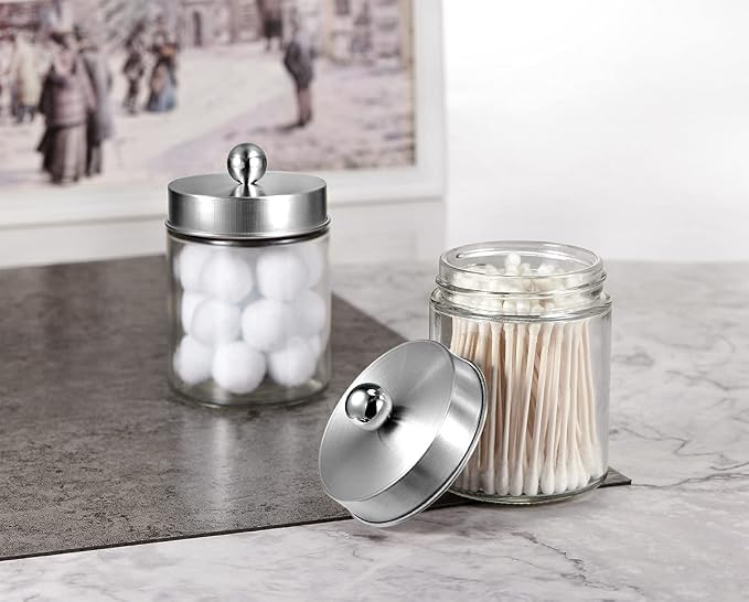 Amolliar 4Pc Apothecary Jars Bathroom Vanity Storage Organizer Set -Countertop - Image 8