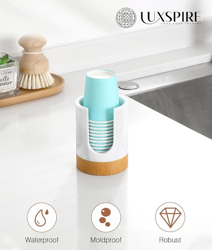 Luxspire Bathroom Cup Dispenser, 3oz Dixie Cup Dispenser, Marble Resin Dixie - Image 2